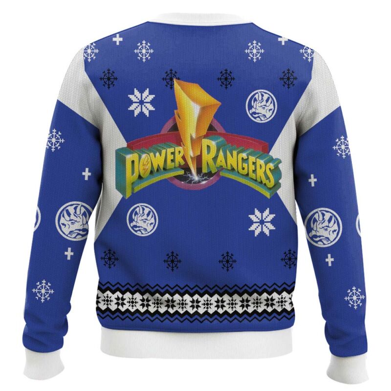 Hooktab Blue Power Rangers Ugly Christmas Sweater Hooktab Blue Power Rangers Ugly Christmas Sweater