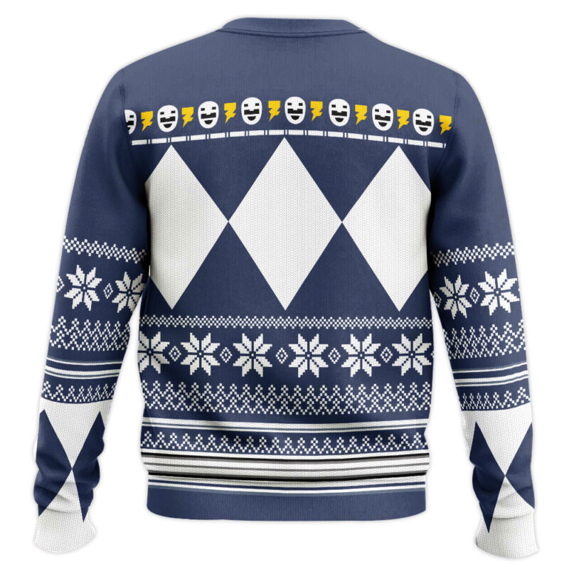 Hooktab Blue Ranger Mighty Morphin Power Ranger Ugly Christmas Sweater Hooktab Blue Ranger Mighty Morphin Power Ranger Ugly Christmas Sweater