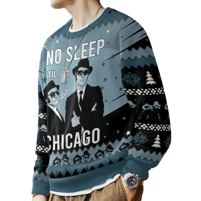 Hooktab Blues Brothers No Sleep Til Chicago Ugly Christmas Sweater Hooktab Blues Brothers No Sleep Til Chicago Ugly Christmas Sweater