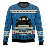 Hooktab Blues Brothers We're On A Mission From God Ugly Christmas Sweater