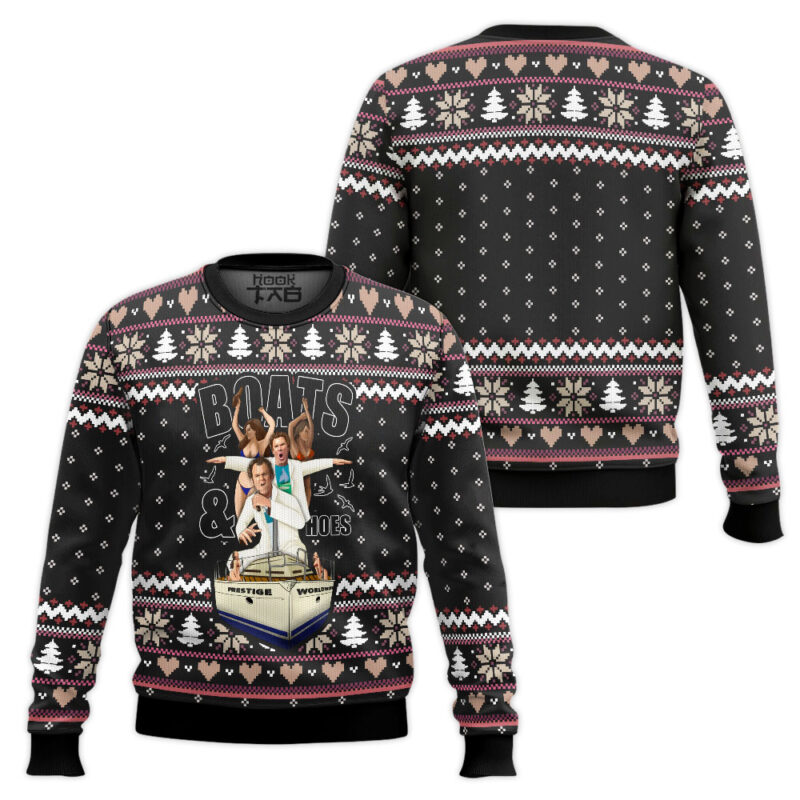 Hooktab Boats 'N Hoes Step Brothers Ugly Christmas Sweater Hooktab Boats 'N Hoes Step Brothers Ugly Christmas Sweater