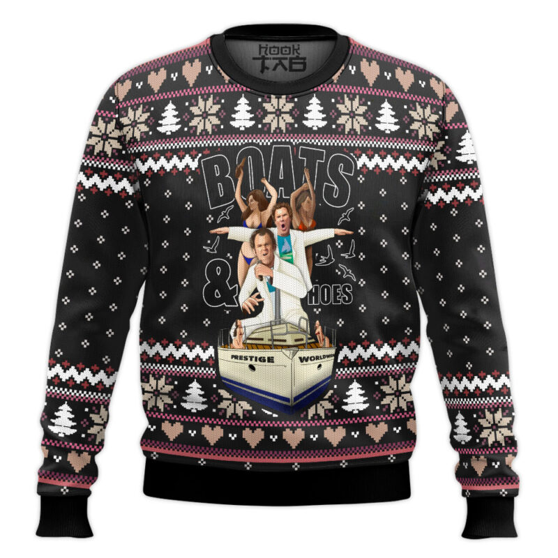 Hooktab Boats 'N Hoes Step Brothers Ugly Christmas Sweater