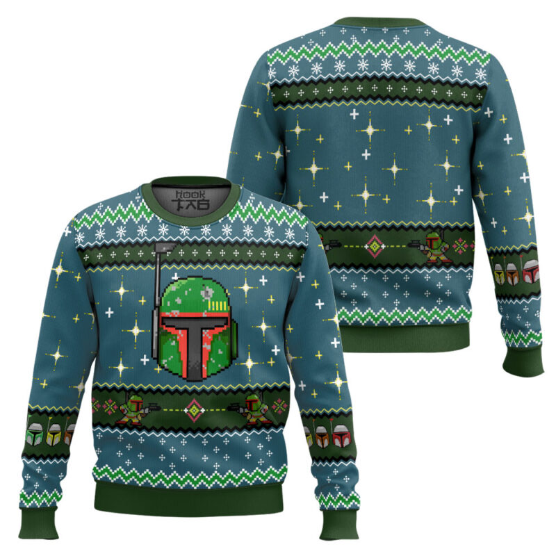 Hooktab Boba Fett Helmet Star Wars Ugly Christmas Sweater Hooktab Boba Fett Helmet Star Wars Ugly Christmas Sweater
