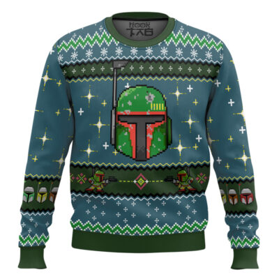 Hooktab Boba Fett Helmet Star Wars Ugly Christmas Sweater