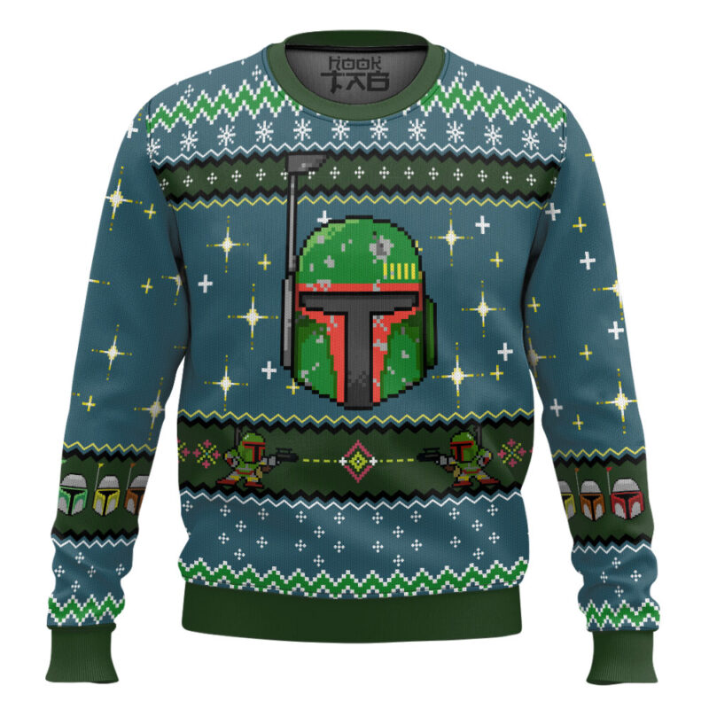 Hooktab Boba Fett Helmet Star Wars Ugly Christmas Sweater