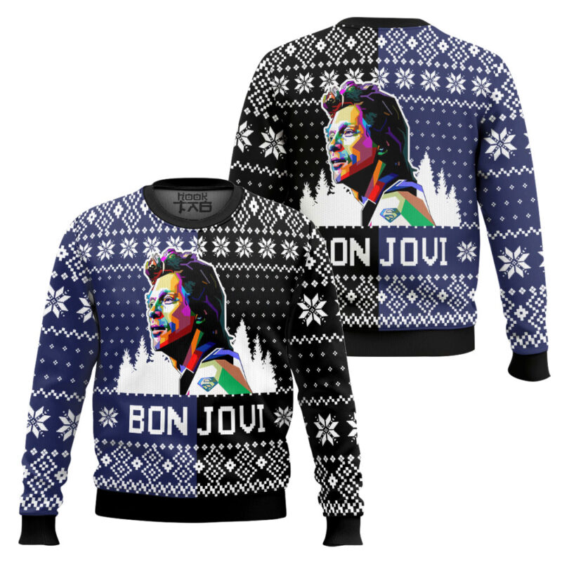 Hooktab Bon Jovi Ugly Christmas Sweater Hooktab Bon Jovi Ugly Christmas Sweater