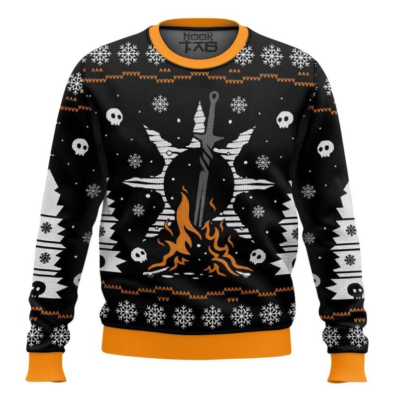 Hooktab Bonfires Dark Souls Ugly Christmas Sweater