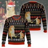 Hooktab Bonkmas Cheems Doge Meme Ugly Christmas Sweater