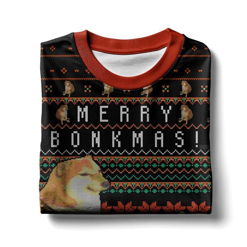 Hooktab Bonkmas Cheems Doge Meme Ugly Christmas Sweater Hooktab Bonkmas Cheems Doge Meme Ugly Christmas Sweater
