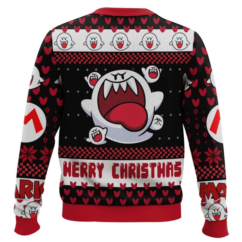 Hooktab Boo Mario Bros Ugly Christmas Sweater Hooktab Boo Mario Bros Ugly Christmas Sweater