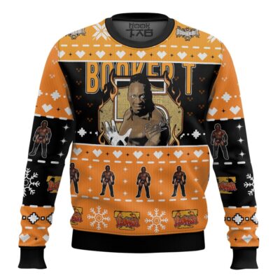 Hooktab Booker T WWE Ugly Christmas Sweater