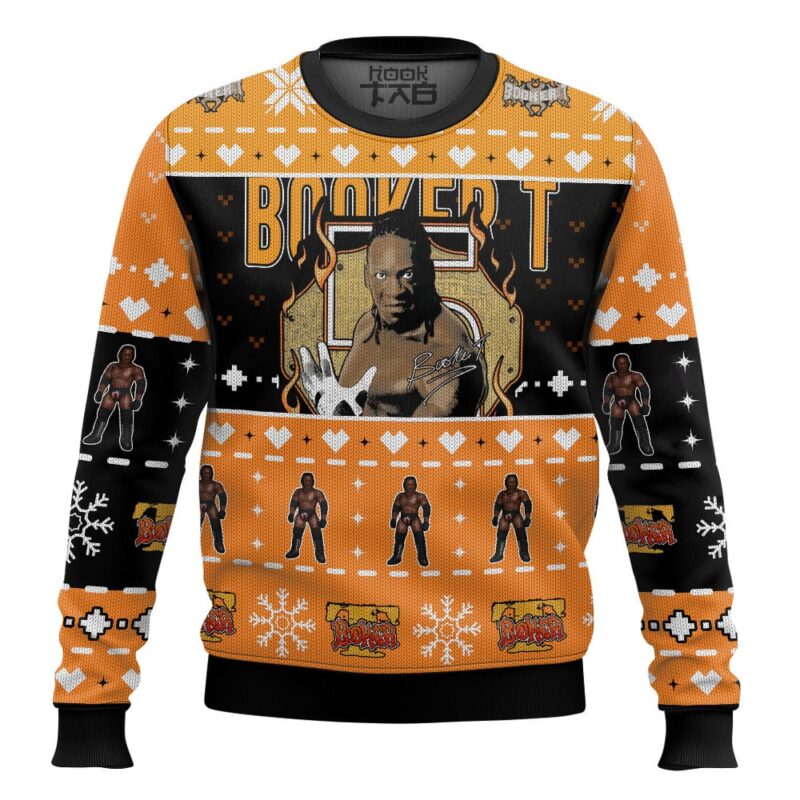 Hooktab Booker T WWE Ugly Christmas Sweater
