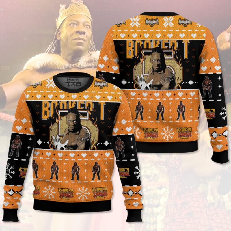 Hooktab Booker T WWE Ugly Christmas Sweater Hooktab Booker T WWE Ugly Christmas Sweater