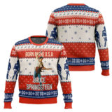 Hooktab Born In USA Bruce Springsteen Ugly Christmas Sweater
