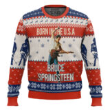 Hooktab Born In USA Bruce Springsteen Ugly Christmas Sweater