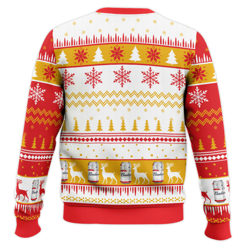 Hooktab Born To Drink Budweiser Ugly Christmas Sweater Hooktab Born To Drink Budweiser Ugly Christmas Sweater