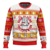 Hooktab Born To Drink Budweiser Ugly Christmas Sweater