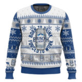 Hooktab Born To Drink Busch Light Ugly Christmas Sweater