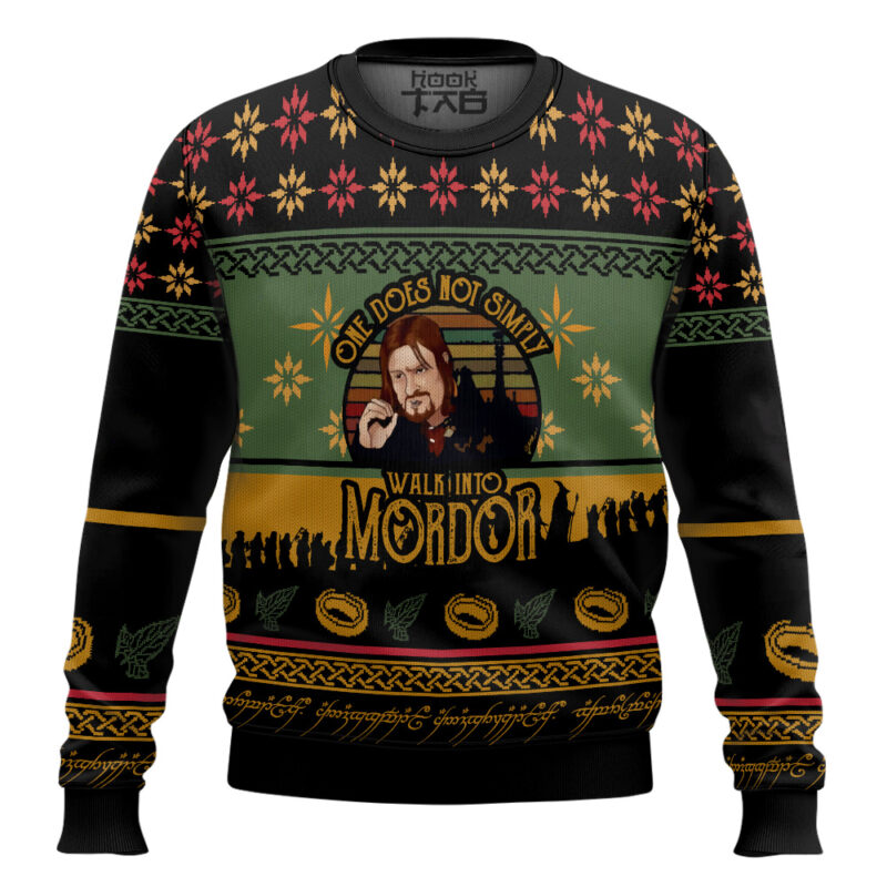 Hooktab Boromir One Does Not Simply Walk Into Mordor The Lord Of The Rings Ugly Christmas Sweater
