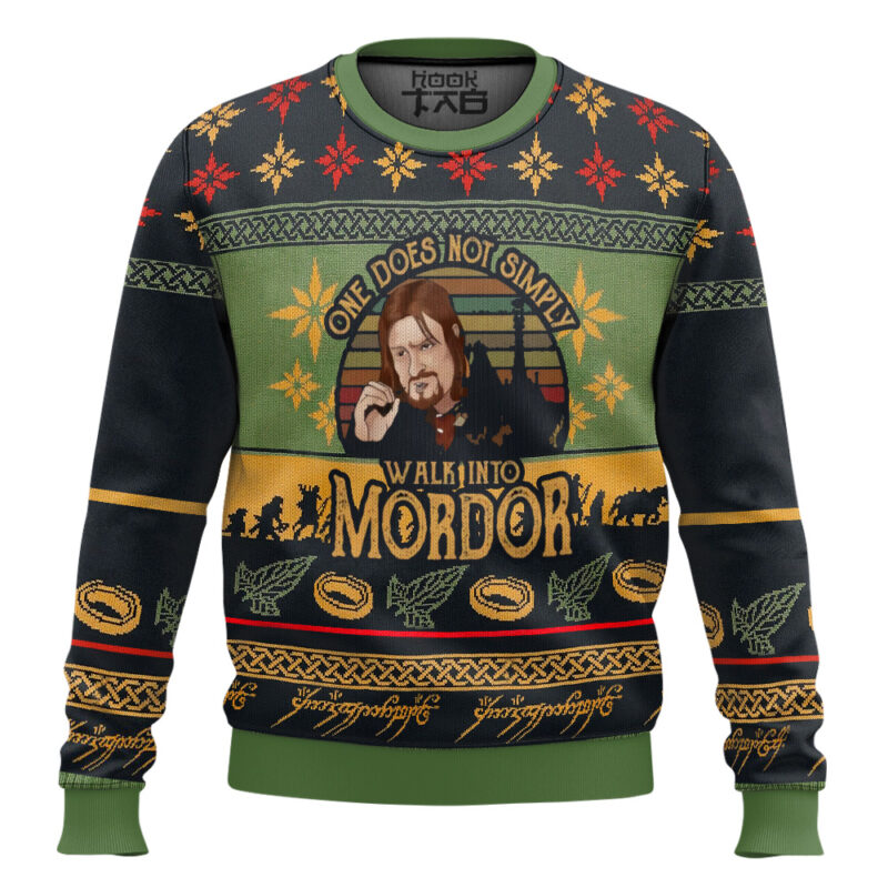 Hooktab Boromir Simply Walk Into Mordor The Lord Of The Rings Ugly Christmas Sweater