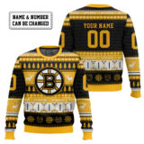 Hooktab Boston Bruins - Custom Name And Number Ugly Sweater