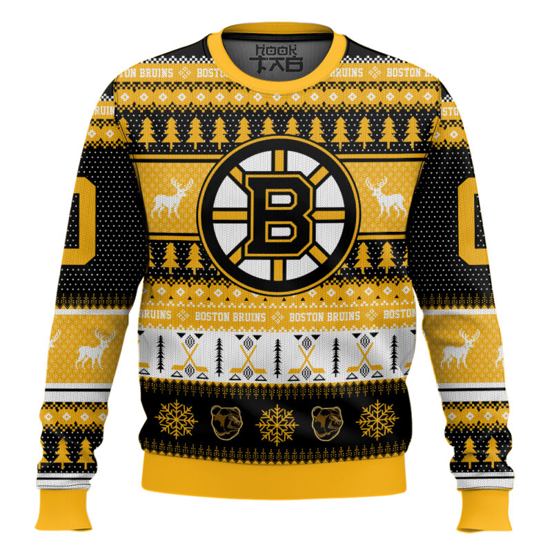 Hooktab Boston Bruins - Custom Name And Number Ugly Sweater