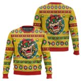 Hooktab Bowser Wreath Mario Bros Ugly Christmas Sweater