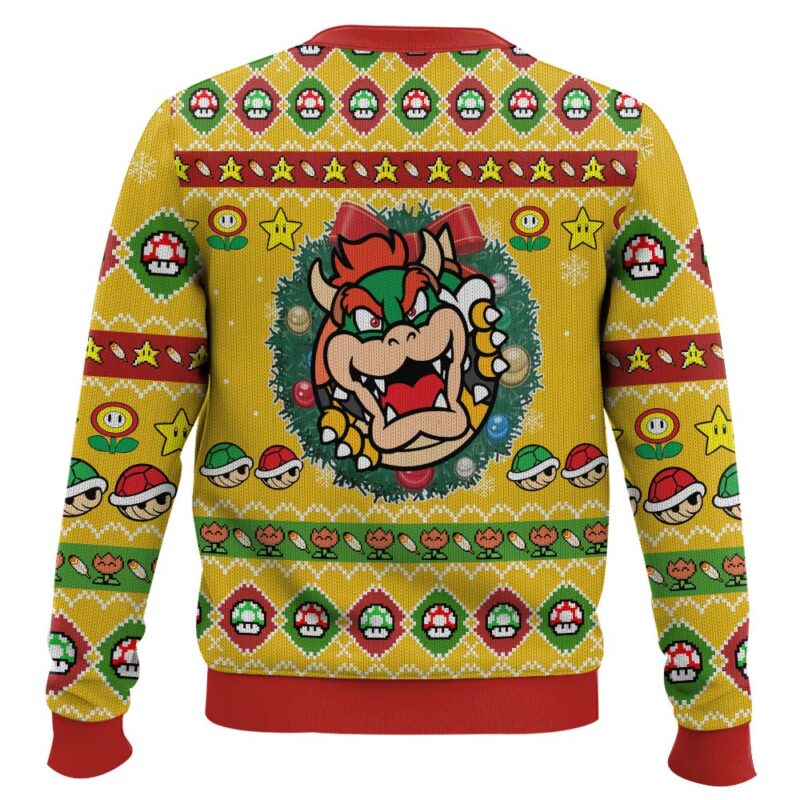 Hooktab Bowser Wreath Mario Bros Ugly Christmas Sweater Hooktab Bowser Wreath Mario Bros Ugly Christmas Sweater