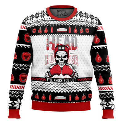 Hooktab Boxing Head Hunter Ugly Christmas Sweater