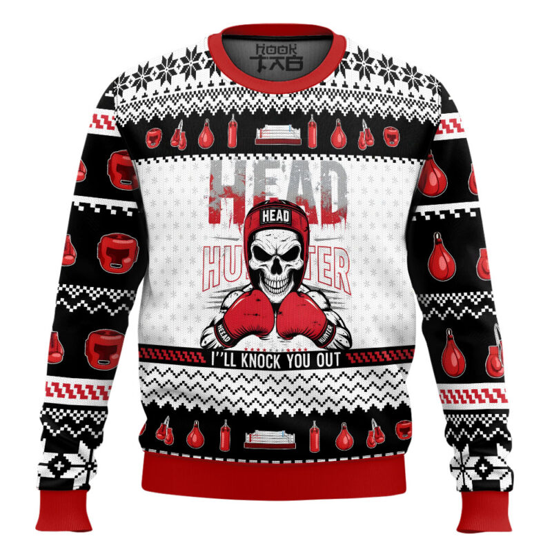 Hooktab Boxing Head Hunter Ugly Christmas Sweater