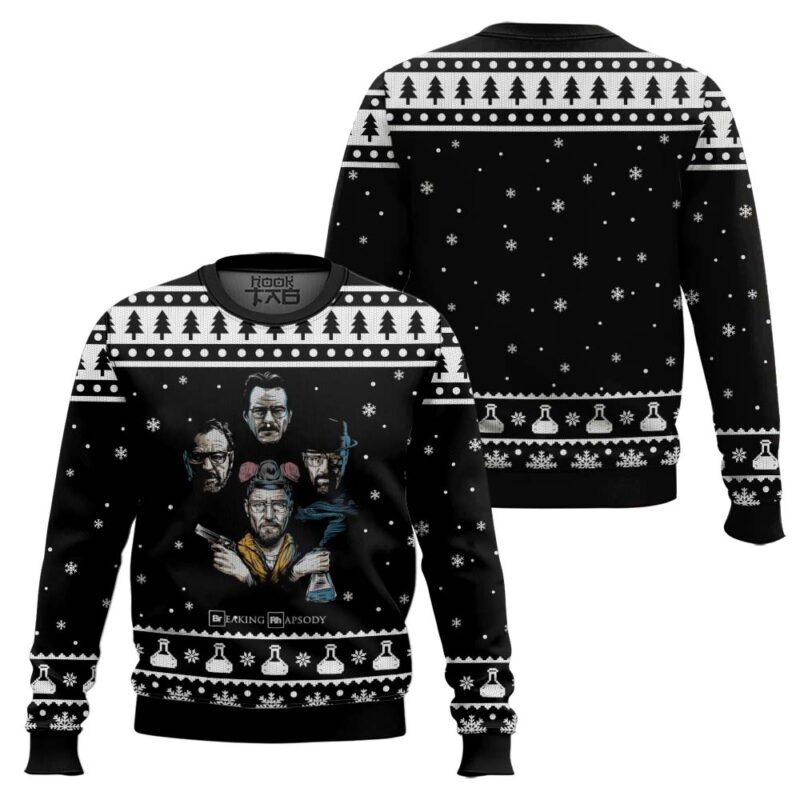 Hooktab Breaking Rhaspsody Breaking Bad Ugly Christmas Sweater Hooktab Breaking Rhaspsody Breaking Bad Ugly Christmas Sweater