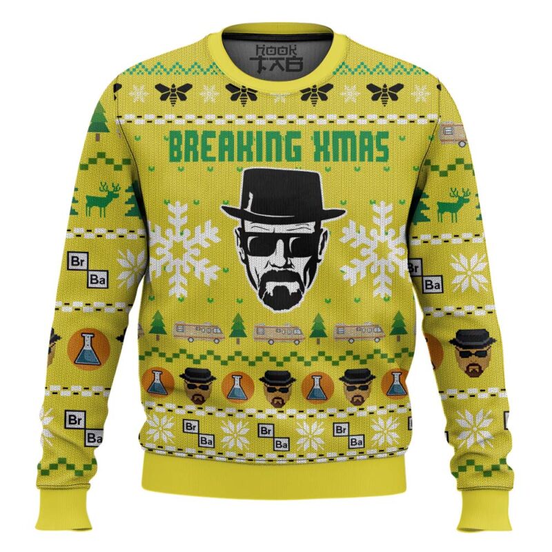 Hooktab Breaking Xmas Br Ba Breaking Bad Ugly Christmas Sweater