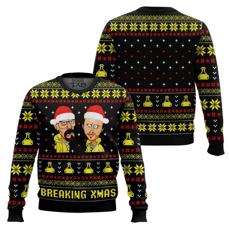 Hooktab Breaking Xmas Breaking Bad Ugly Christmas Sweater Hooktab Breaking Xmas Breaking Bad Ugly Christmas Sweater