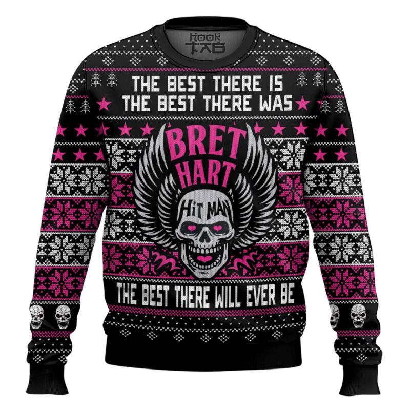 Hooktab Brett Hart Hitman WWE Ugly Christmas Sweater