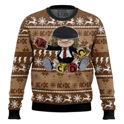 Hooktab Brian Johnson AC/DC Ugly Christmas Sweater