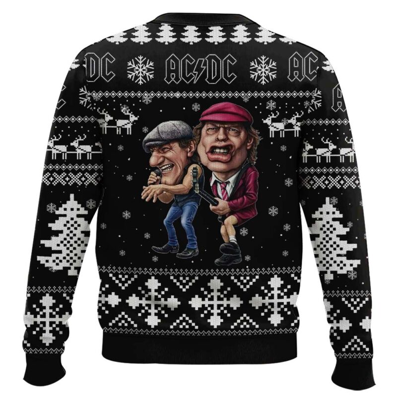 Hooktab Brian Johnson And Angus Young AC/DC Ugly Christmas Sweater Hooktab Brian Johnson And Angus Young AC/DC Ugly Christmas Sweater