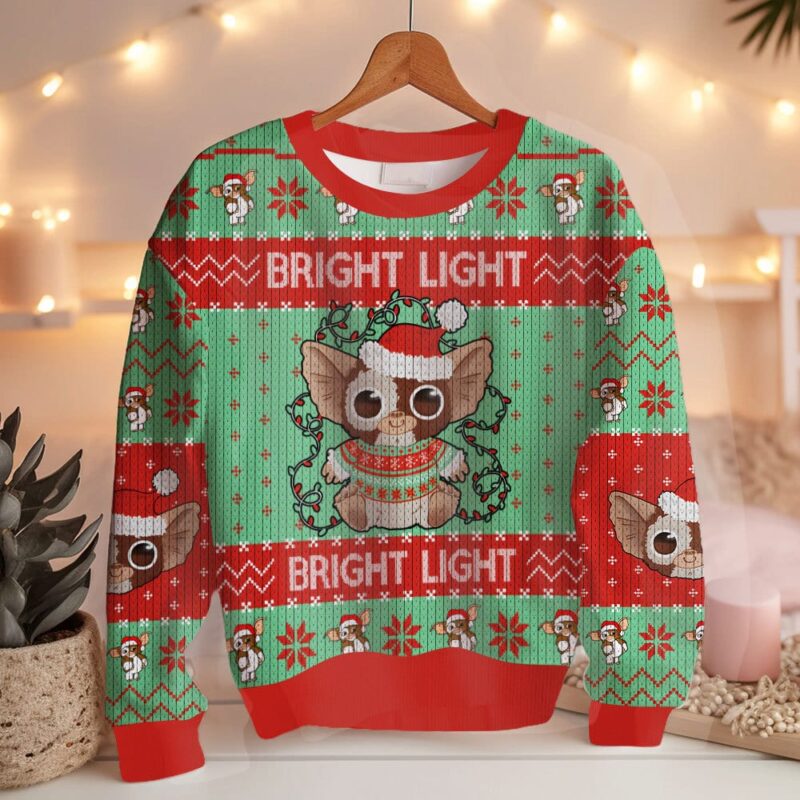 Hooktab Bright Light Gizmo Gremlins Ugly Christmas Sweater Hooktab Bright Light Gizmo Gremlins Ugly Christmas Sweater