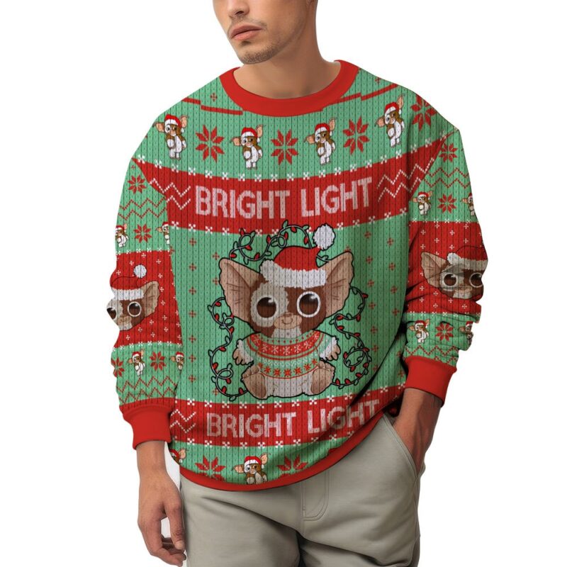 Hooktab Bright Light Gizmo Gremlins Ugly Christmas Sweater Hooktab Bright Light Gizmo Gremlins Ugly Christmas Sweater