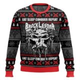 Hooktab Brock Lesnar Eat Sleep Conquer Repeat WWE Ugly Christmas Sweater