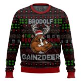 Hooktab Brodolf The Red-nosed Gainzdeer Ugly Christmas Sweater
