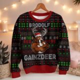 Hooktab Brodolf The Red-nosed Gainzdeer Ugly Christmas Sweater