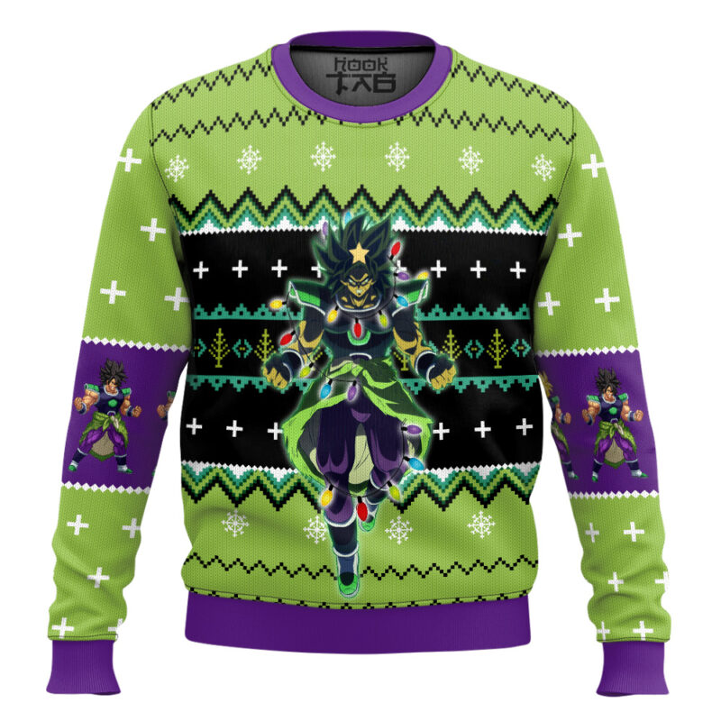 Hooktab Broly Dragon Ball Z Ugly Christmas Sweater Hooktab Broly Dragon Ball Z Ugly Christmas Sweater