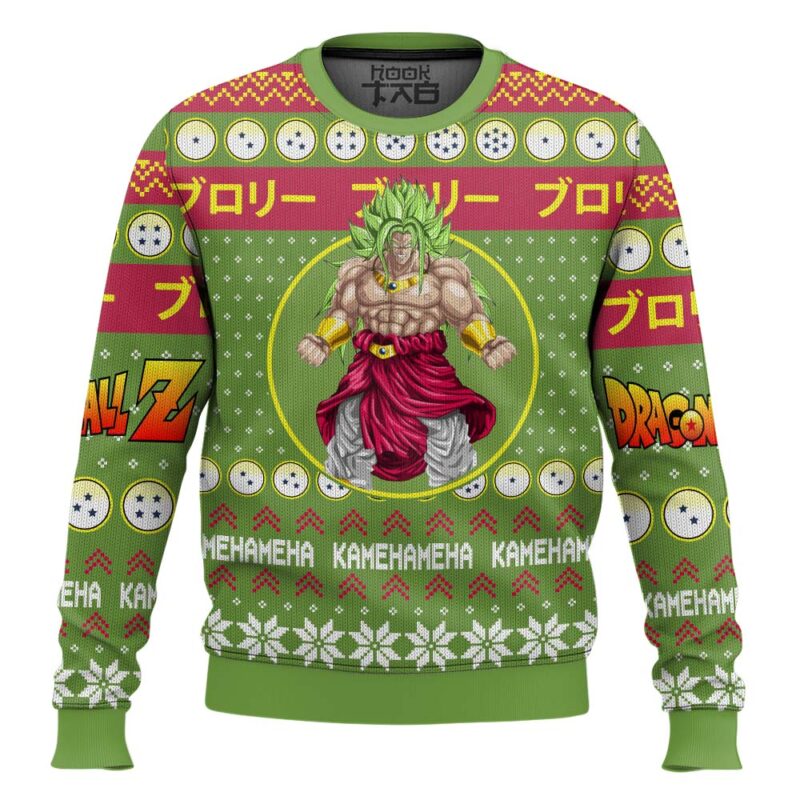 Hooktab Broly Kamehameha Dragon Ball Z Ugly Christmas Sweater