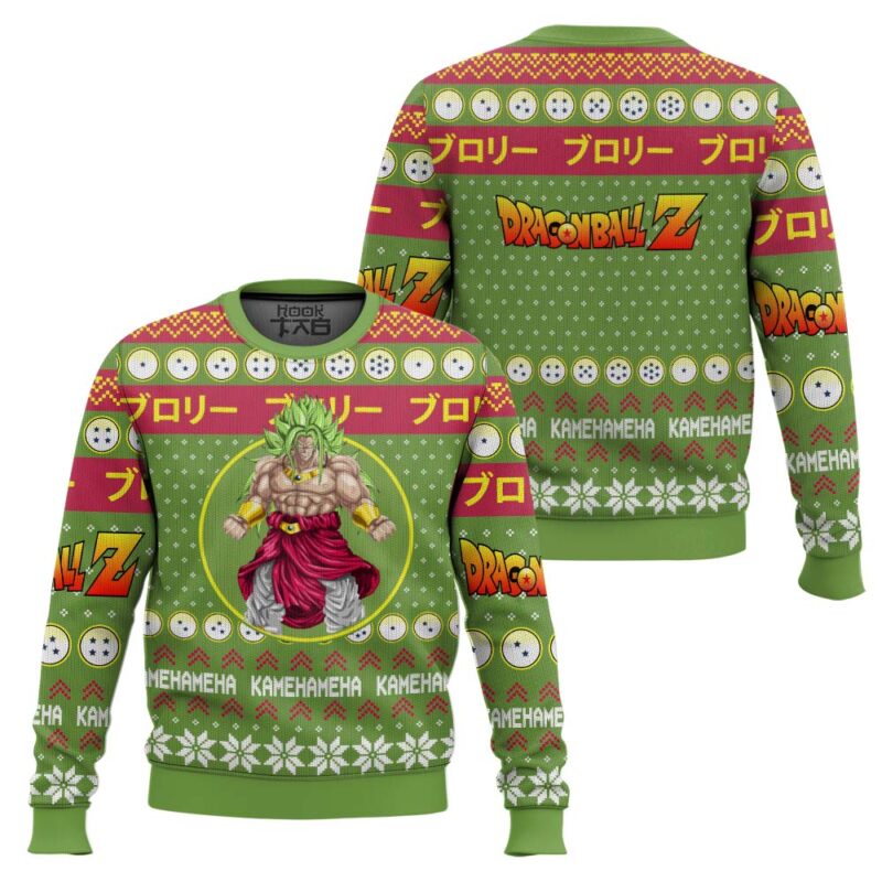 Hooktab Broly Kamehameha Dragon Ball Z Ugly Christmas Sweater Hooktab Broly Kamehameha Dragon Ball Z Ugly Christmas Sweater