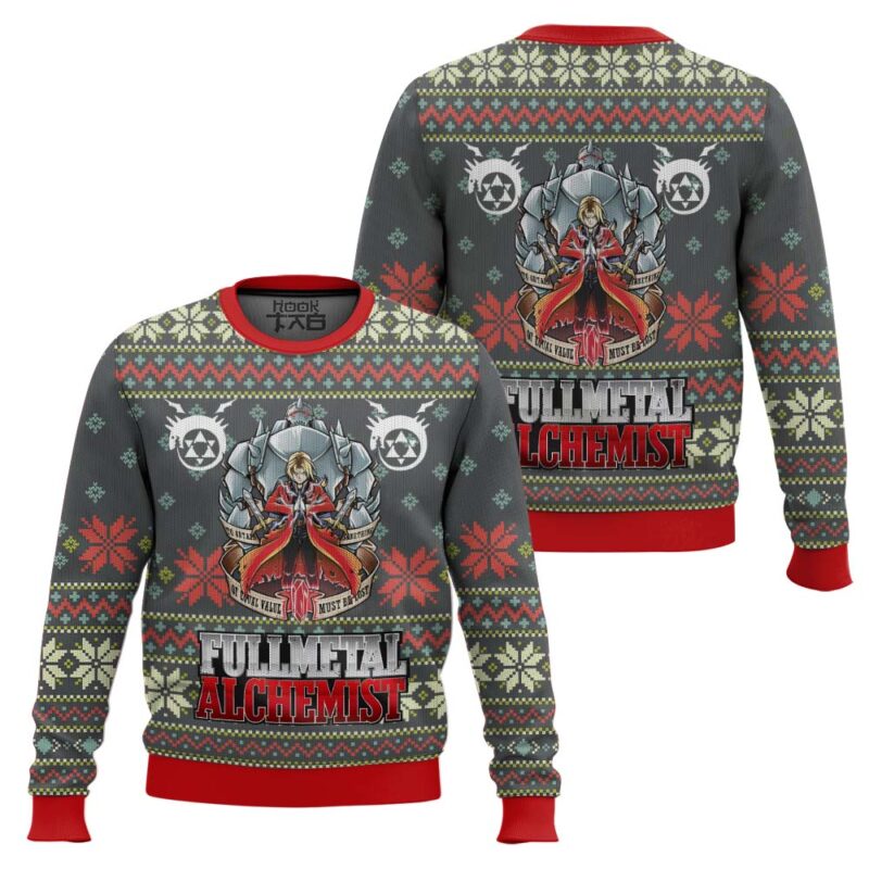 Hooktab Brotherhood Fullmetal Alchemis Ugly Christmas Sweater Hooktab Brotherhood Fullmetal Alchemis Ugly Christmas Sweater