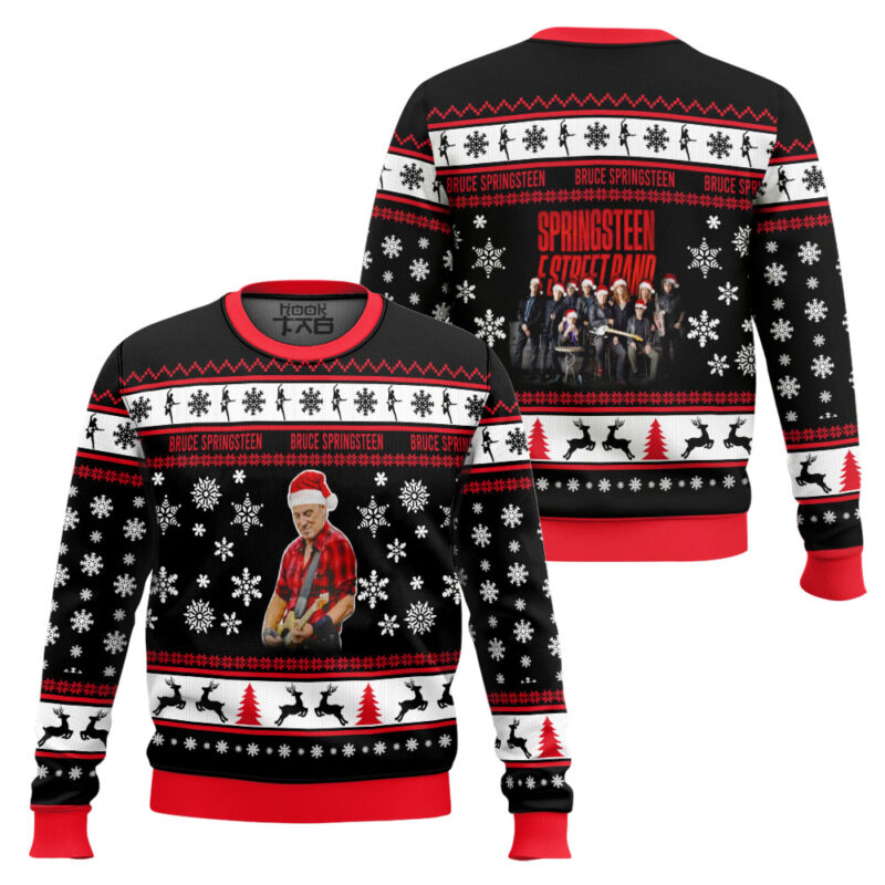 Hooktab Bruce Springsteen E Street Band Ugly Christmas Sweater Hooktab Bruce Springsteen E Street Band Ugly Christmas Sweater
