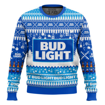 Hooktab Bud Light American Beer Ugly Christmas Sweater