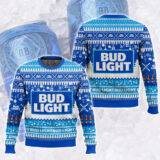 Hooktab Bud Light American Beer Ugly Christmas Sweater