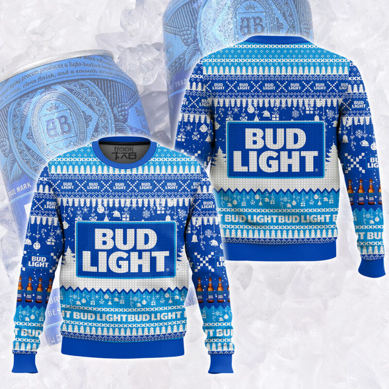 Hooktab Bud Light American Beer Ugly Christmas Sweater Hooktab Bud Light American Beer Ugly Christmas Sweater