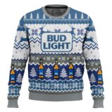 Hooktab Bud Light American Lager Ugly Christmas Sweater